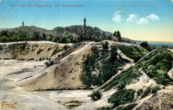 Postkarte Blick auf den Müggelturm und Bismarckwarte (c)Rolf Vetter